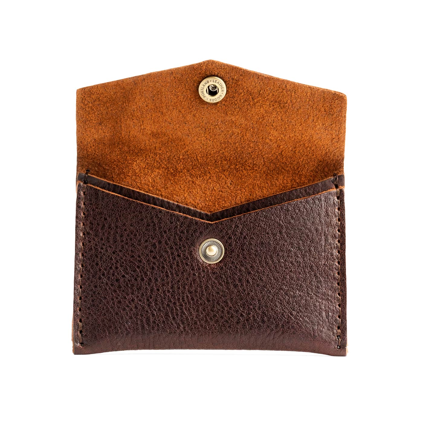 Coldbrew | Small leather card wallet with snap closure open