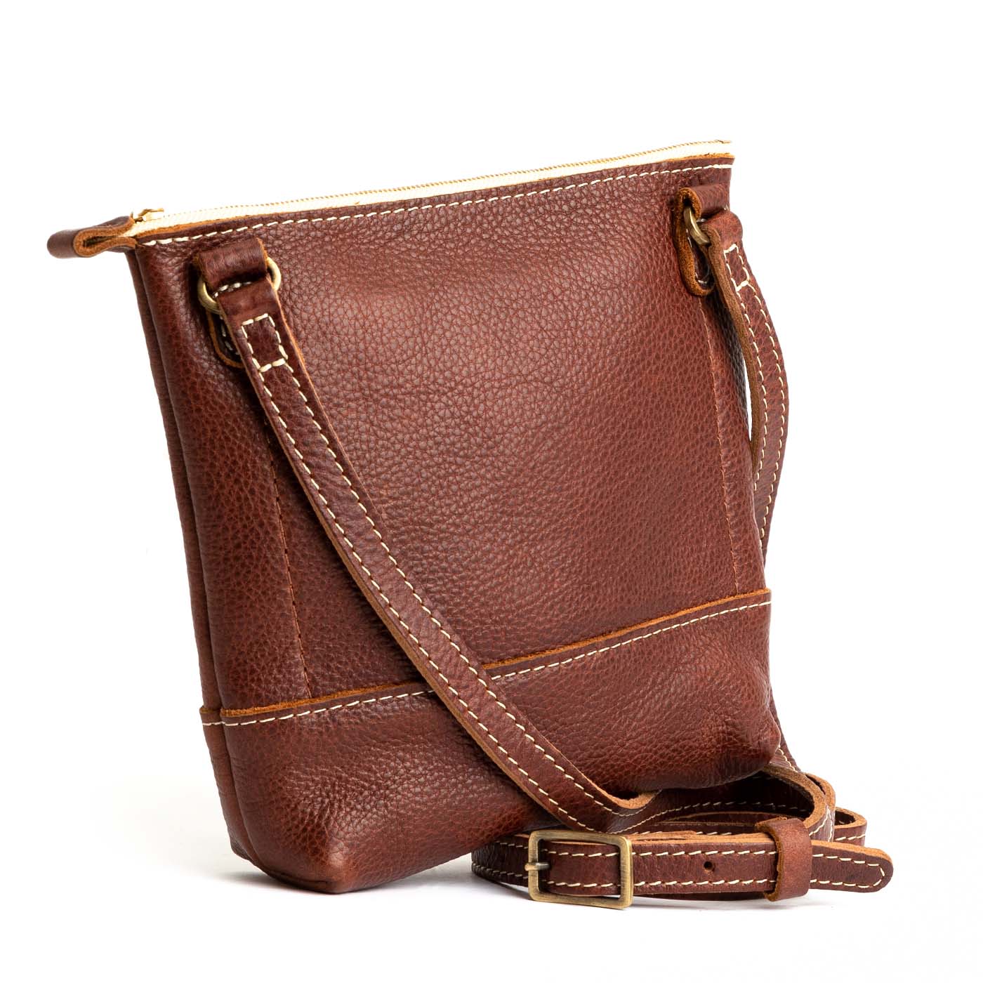  Nutmeg  | Small rectangular crossbody purse with top zipper and interior pocket