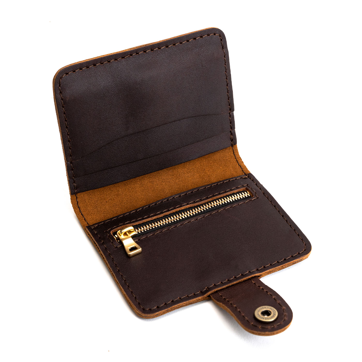 Grizzly | Small leather wallet with snap open