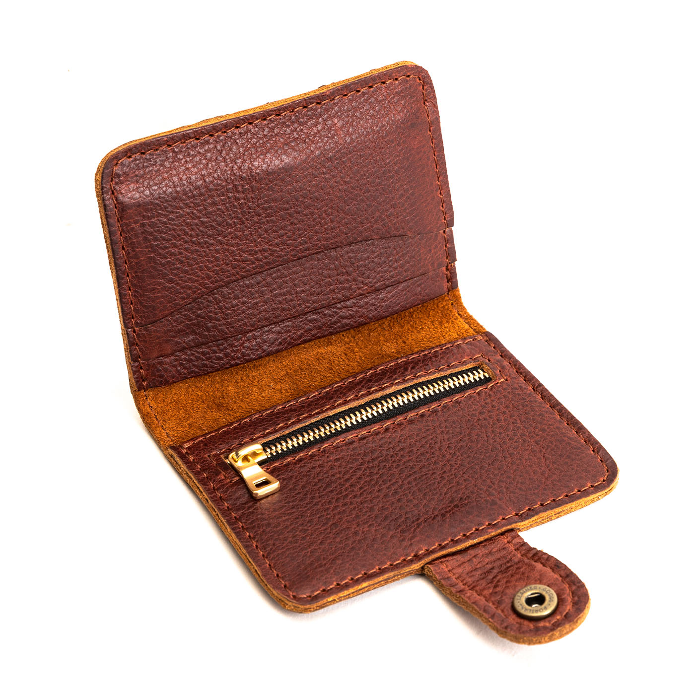 Nutmeg | Small leather wallet with snap open