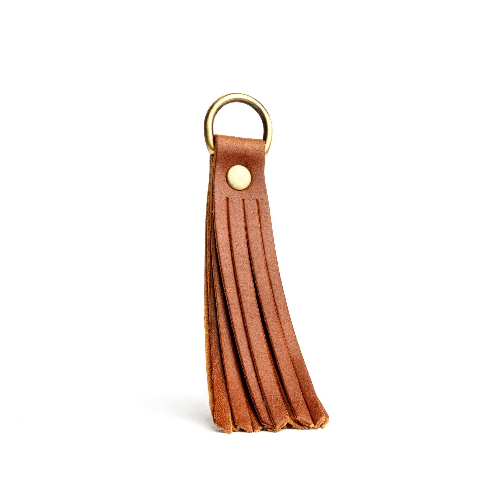 Honey*Large | slim leather tassel with brass ring