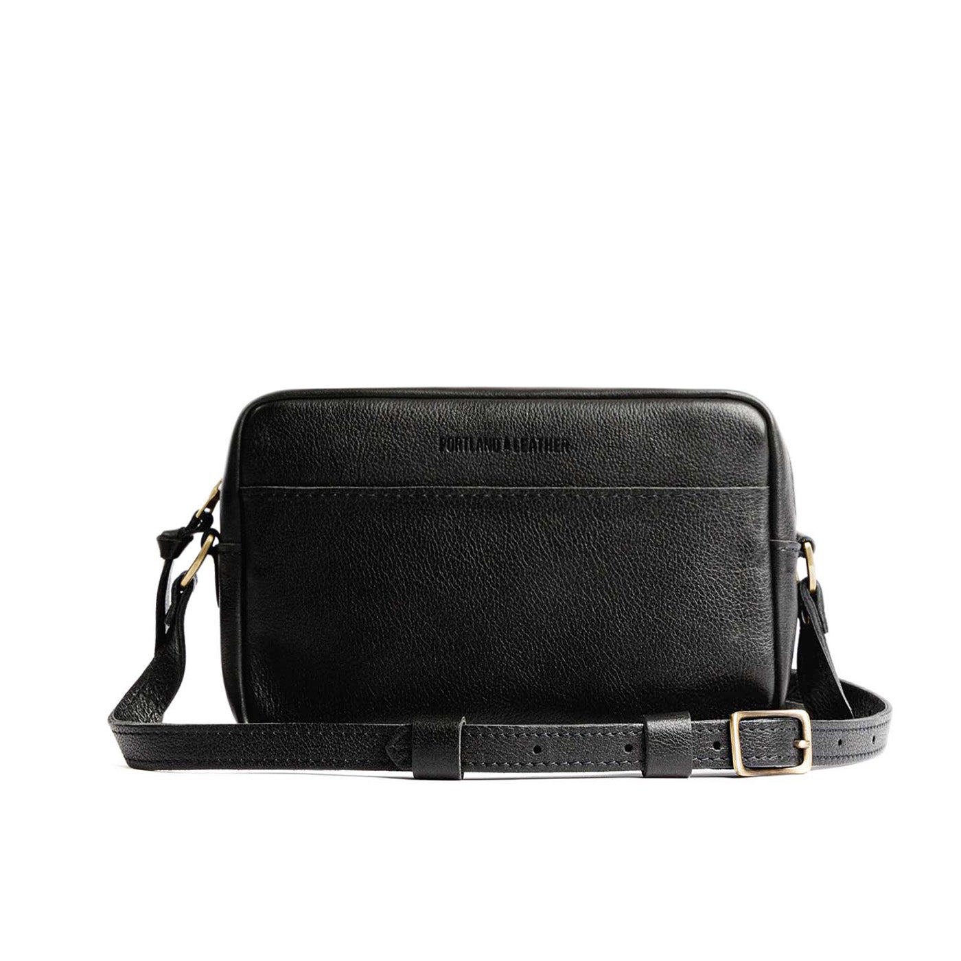 Pebbled--black*Large | Mid-size rectangular crossbody with adjustable strap